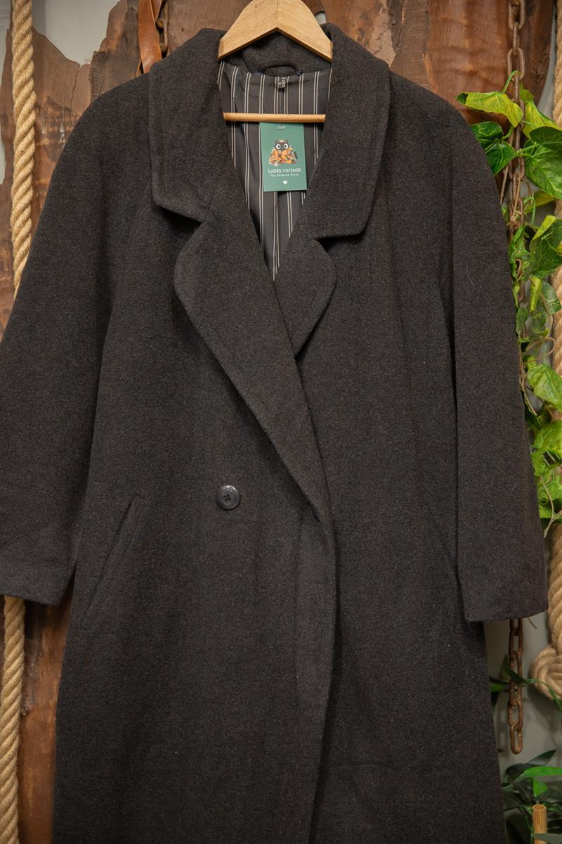 80s/90s Classic Grey Wool Kaşe Kaban