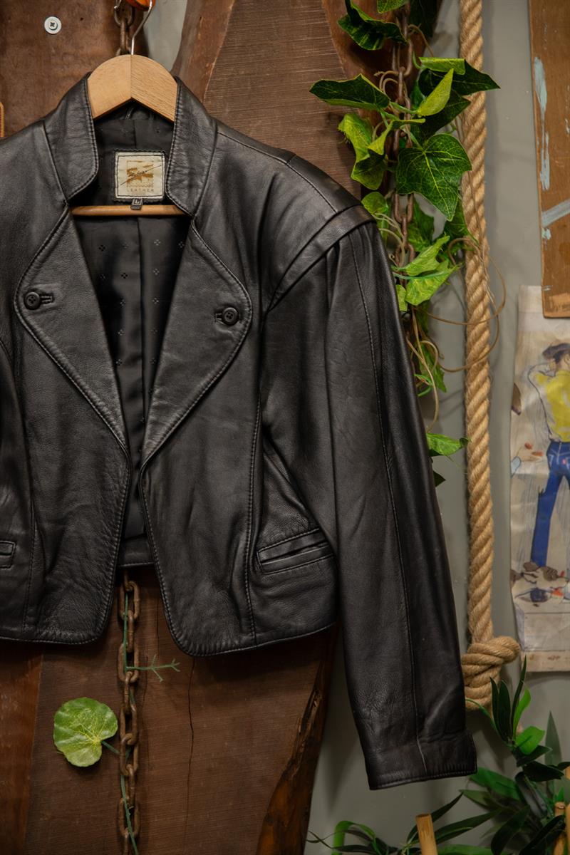 80s/90s Classsic Cropped Deri Ceket