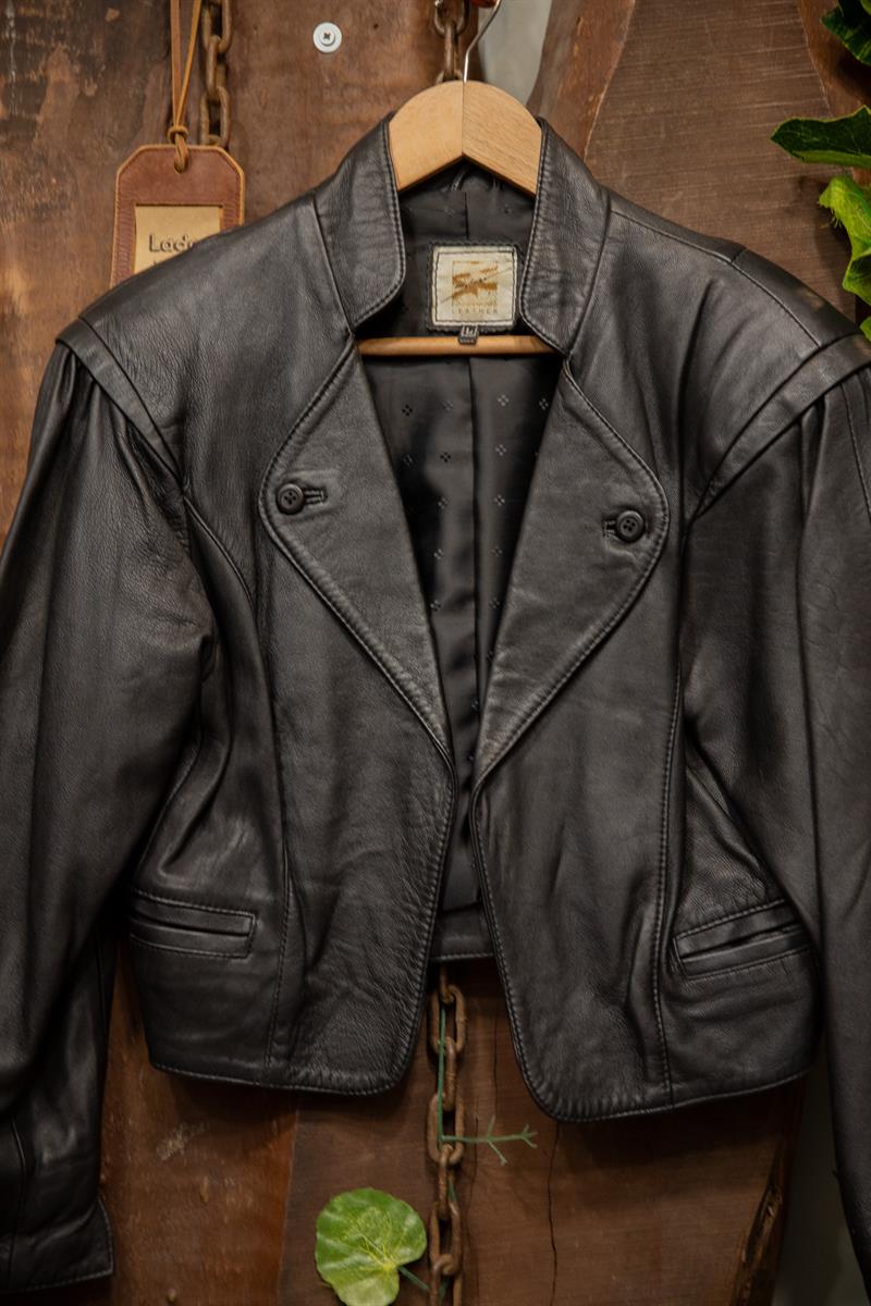 80s/90s Classsic Cropped Deri Ceket