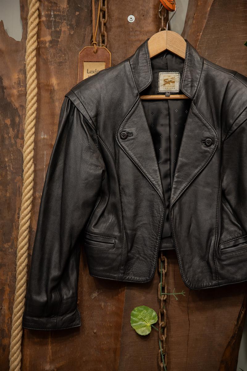 80s/90s Classsic Cropped Deri Ceket