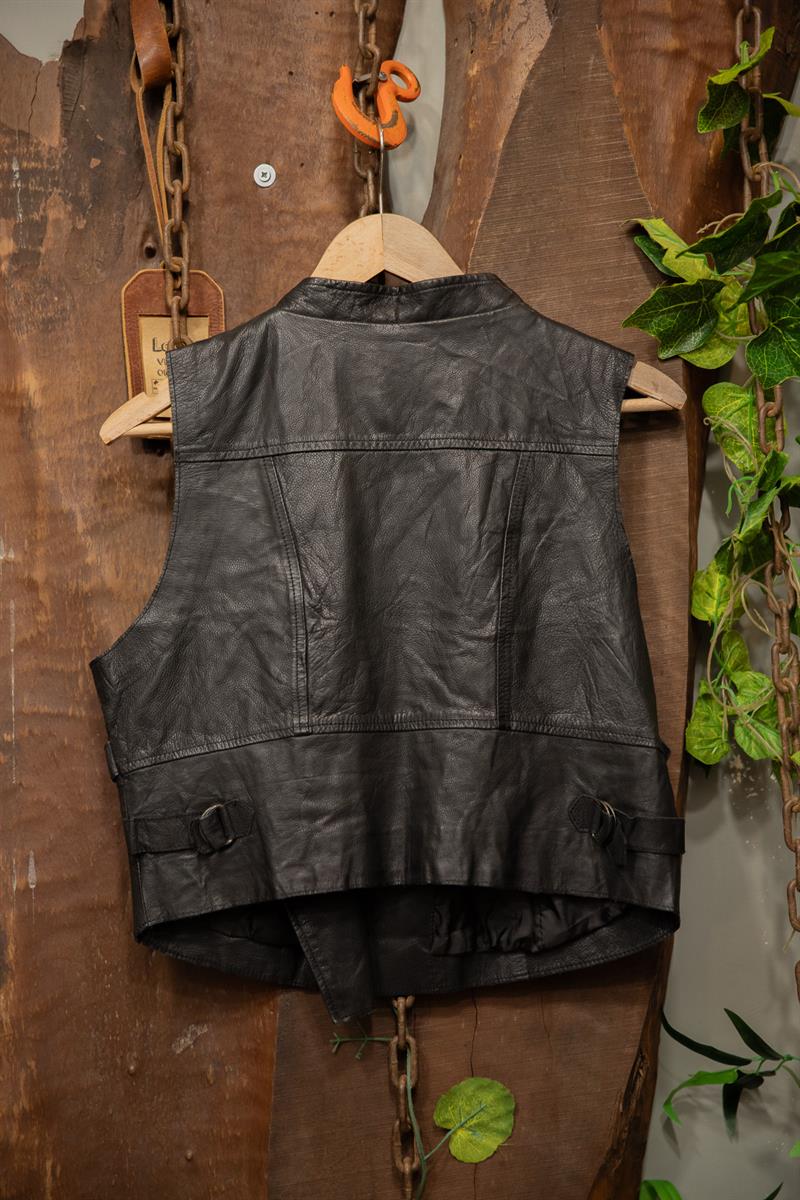 80s/90s Cropped Biker Deri Yelek