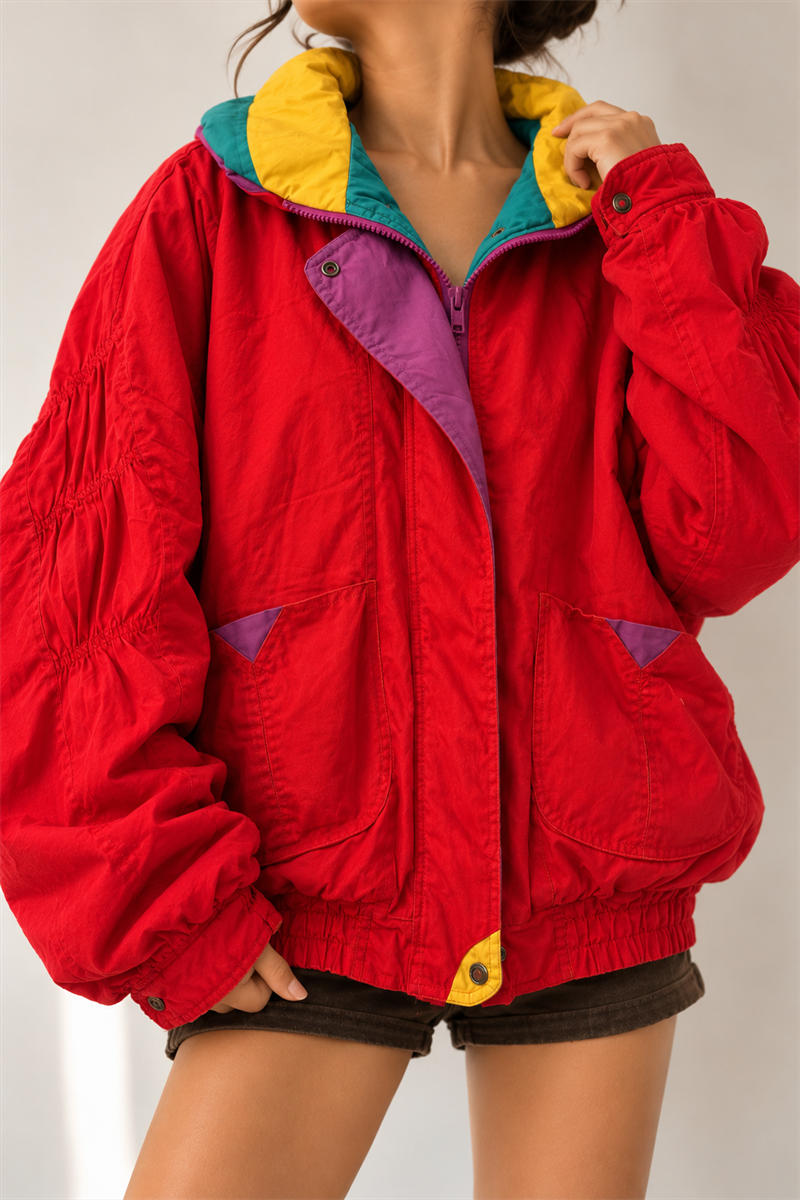80s/90s Ekose Astarlı Ski Mont