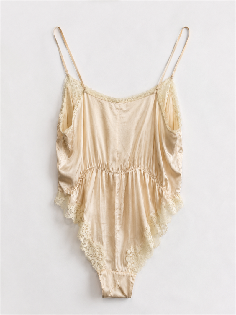 80s/90s Ekru Saten Dantelli Body