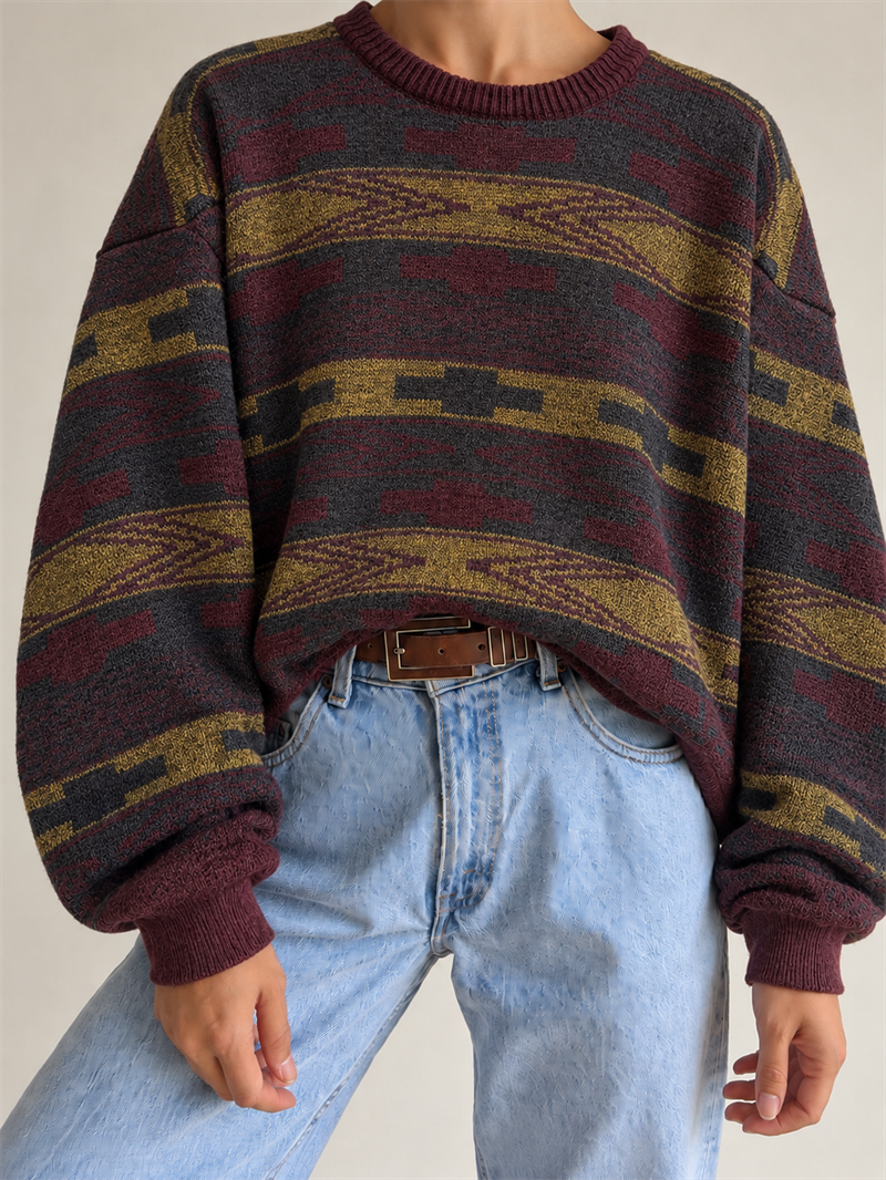 80s/90s Etnik Desenli Kazak