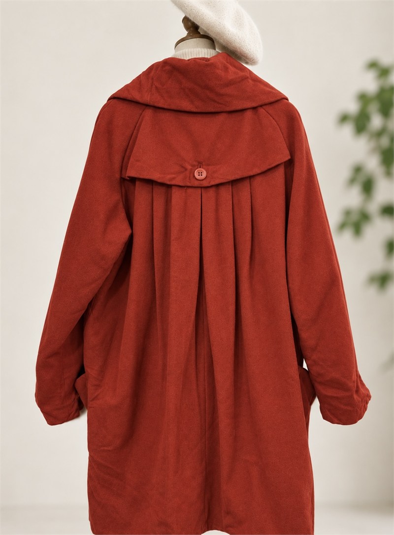 80s/90s Gebiş Yaka Pile Detay Wool Kaban