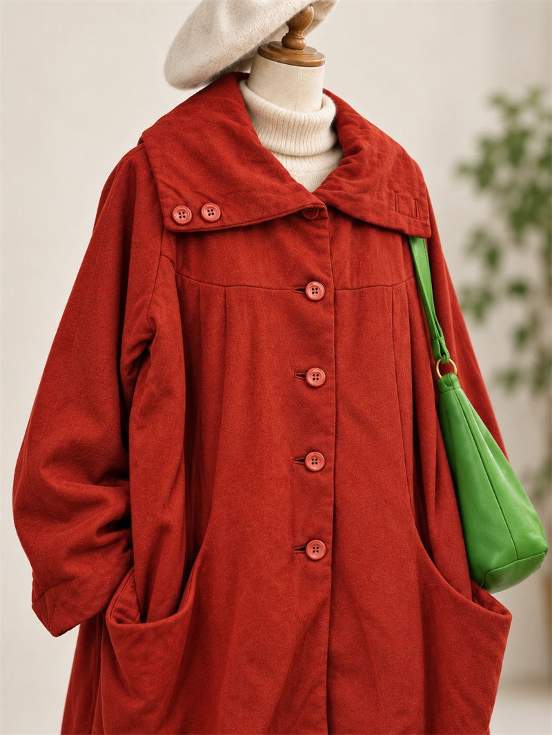 80s/90s Gebiş Yaka Pile Detay Wool Kaban