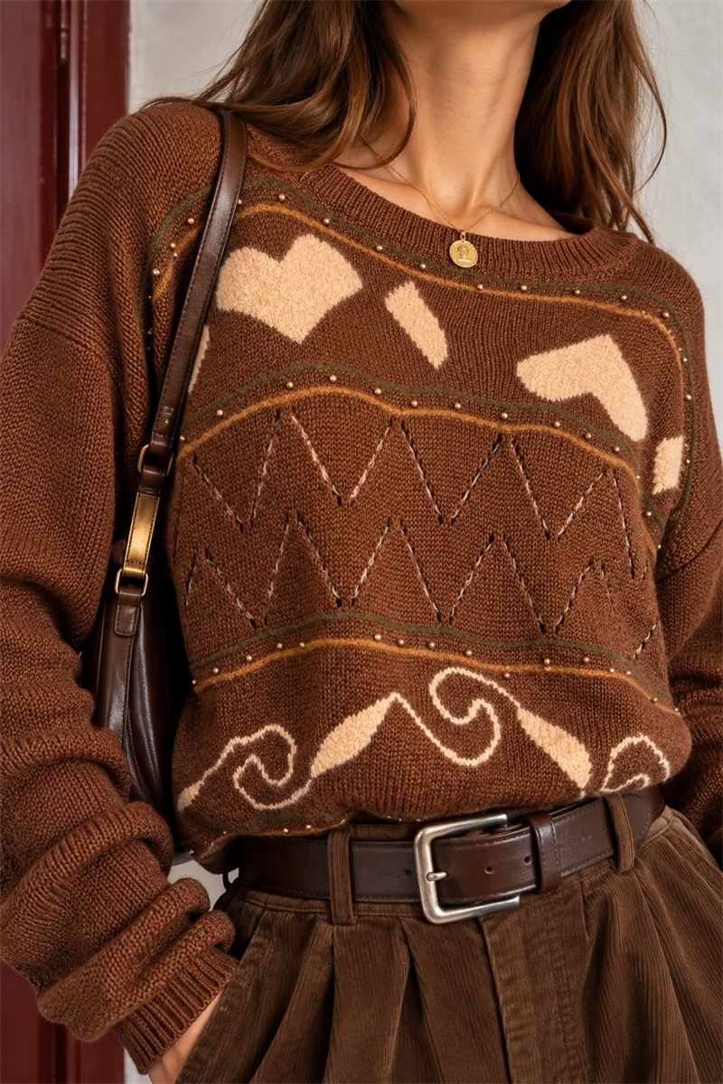 80s/90s İnci Boncuklu Soft Kazak