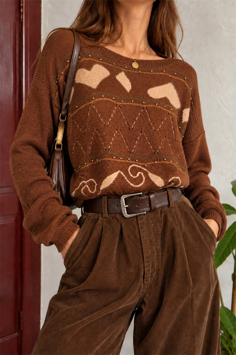 80s/90s İnci Boncuklu Soft Kazak
