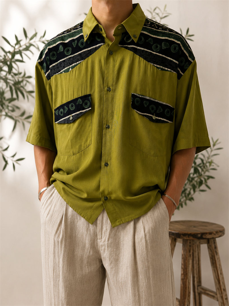 80s/90s Kovboy/Otantik Dökümlü Gömlek
