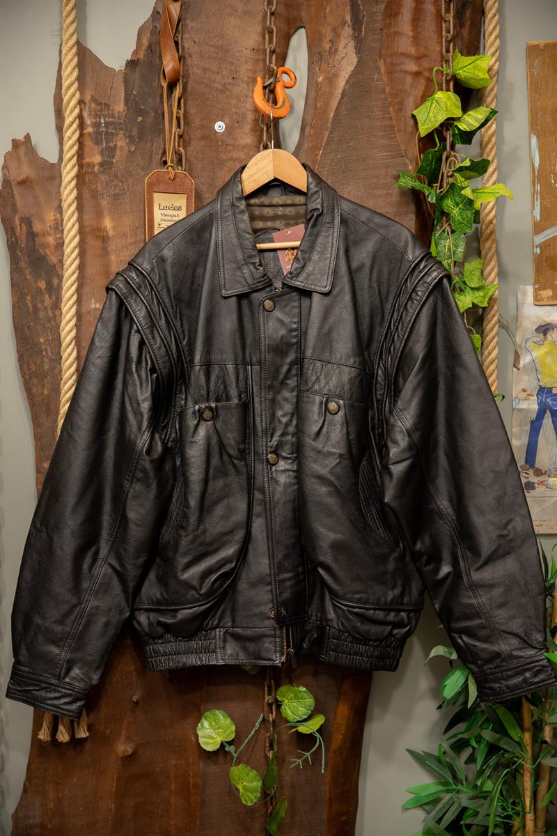 80s/90s Oversize Classic Bomber Deri Ceket