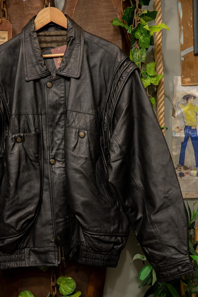 80s/90s Oversize Classic Bomber Deri Ceket