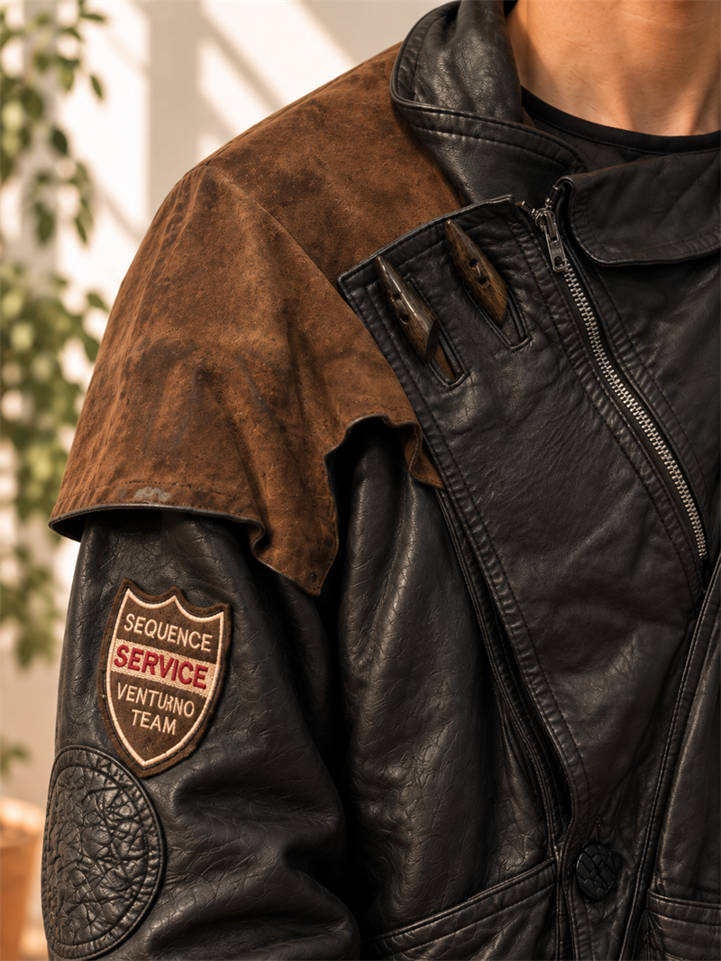 80s//90s Süet Omuz Detaylı American Deri Ceket