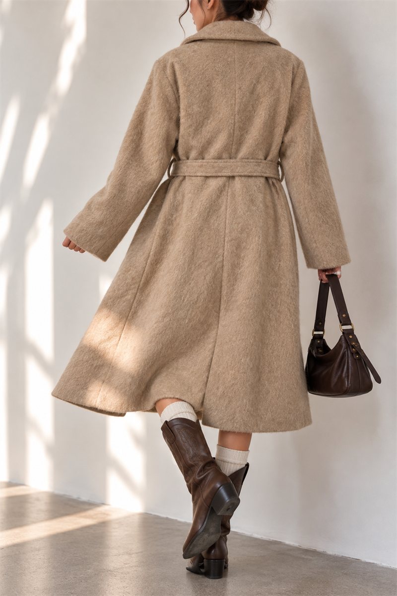 80s/90s Taba Renk Classic Wool Kaşe Kaban