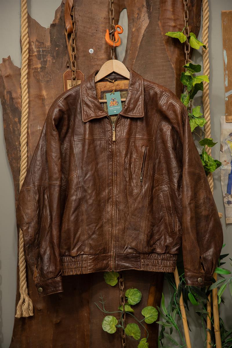 90s Acı Kahve American Bomber Deri Ceket