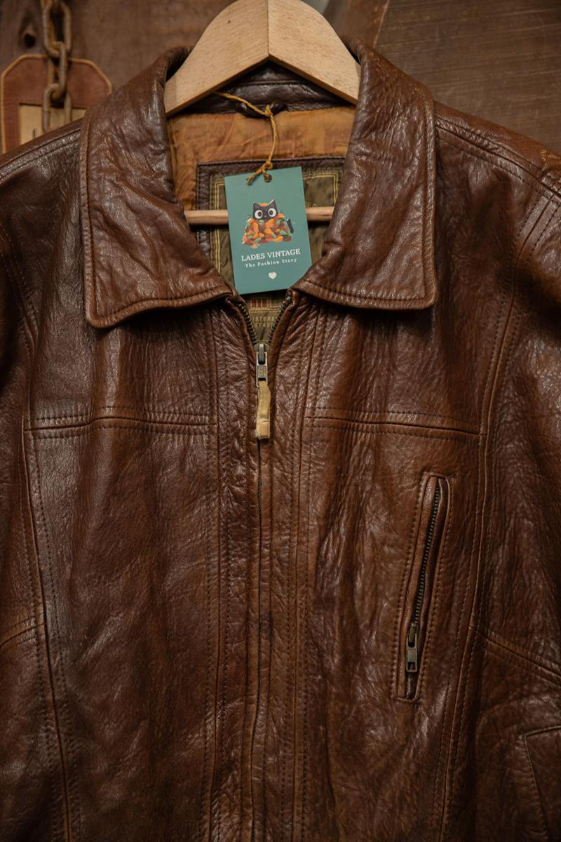 90s Acı Kahve American Bomber Deri Ceket