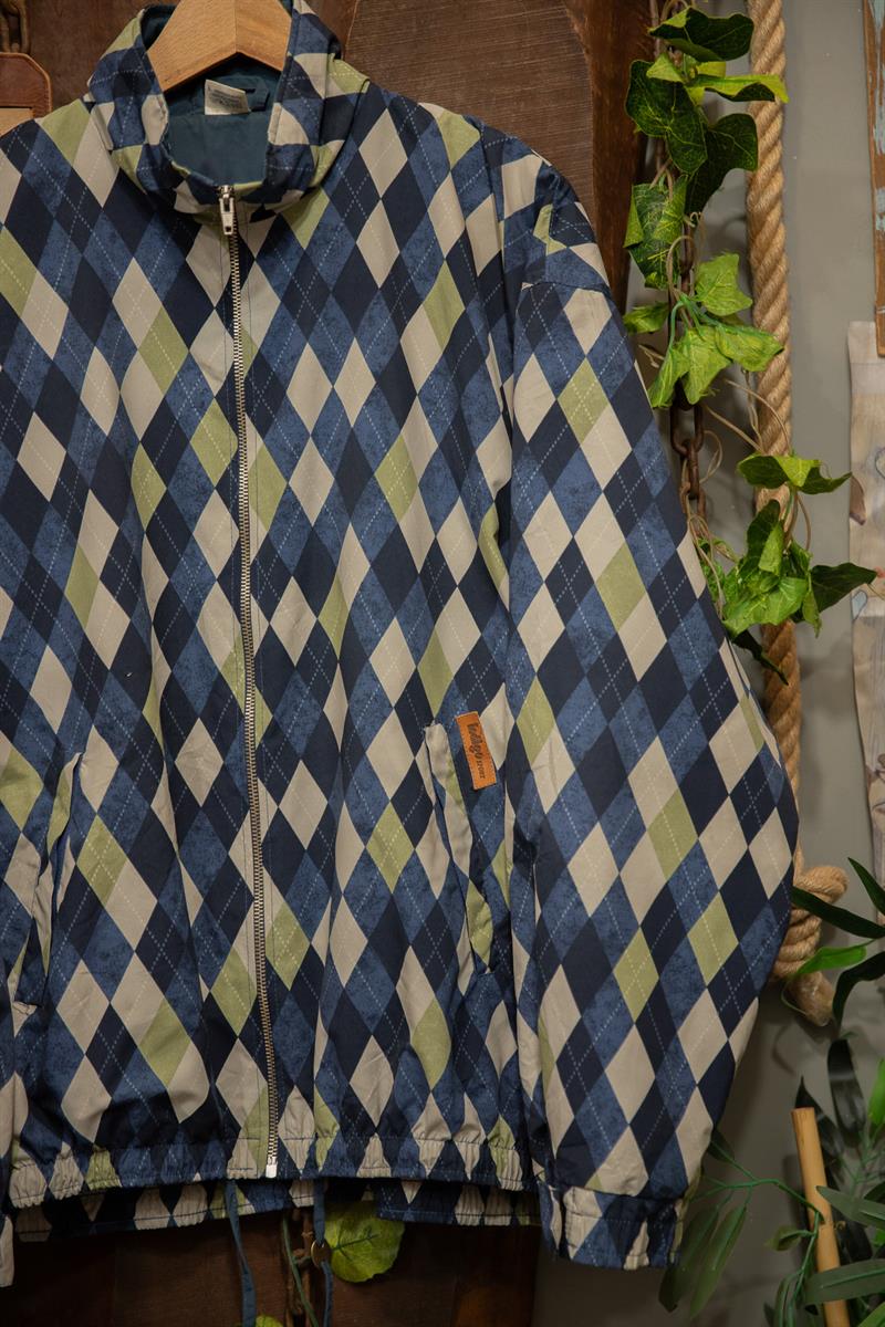90s Argyle Diamond Oversize Spor Ceket
