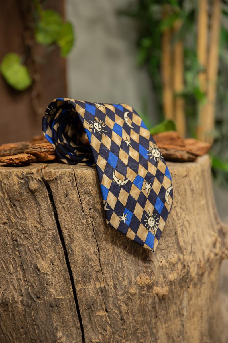 90s Argyle Moon Stars Kravat