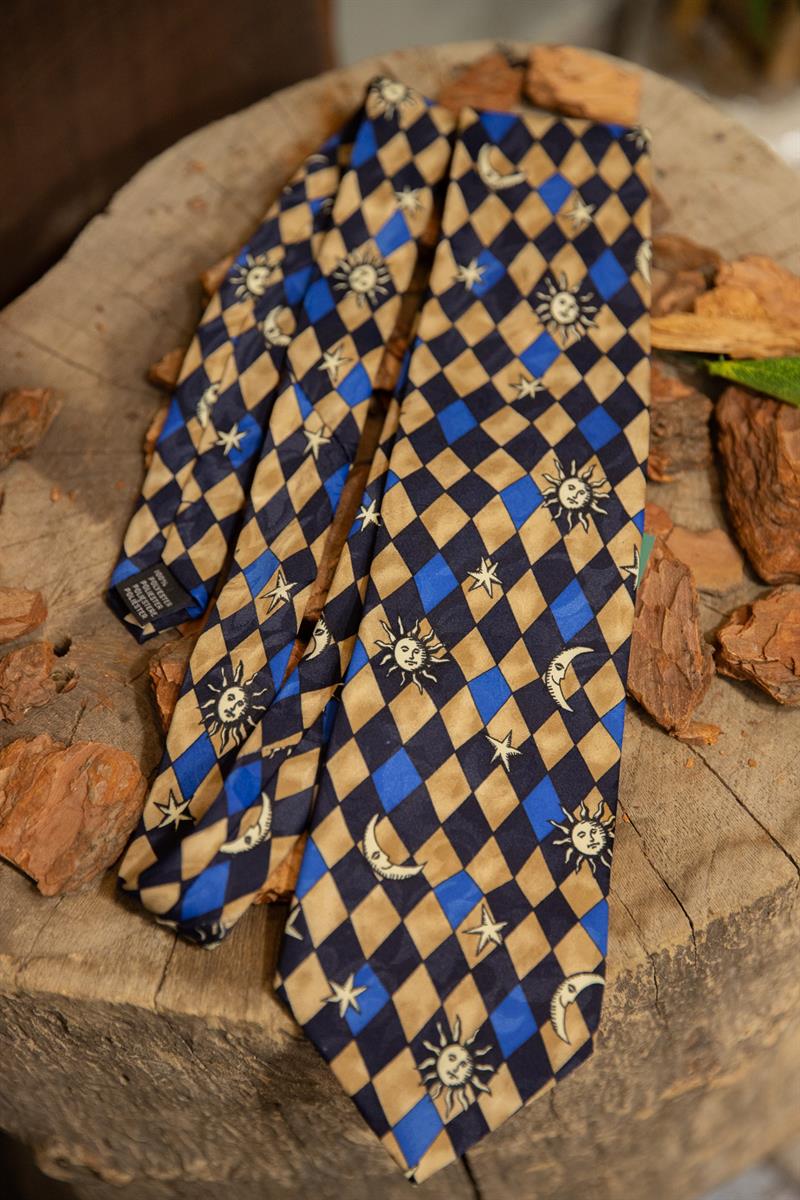 90s Argyle Moon Stars Kravat