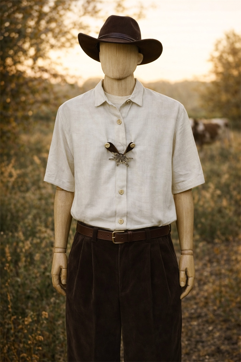 90s Austrian Bavyera Keten Gömlek