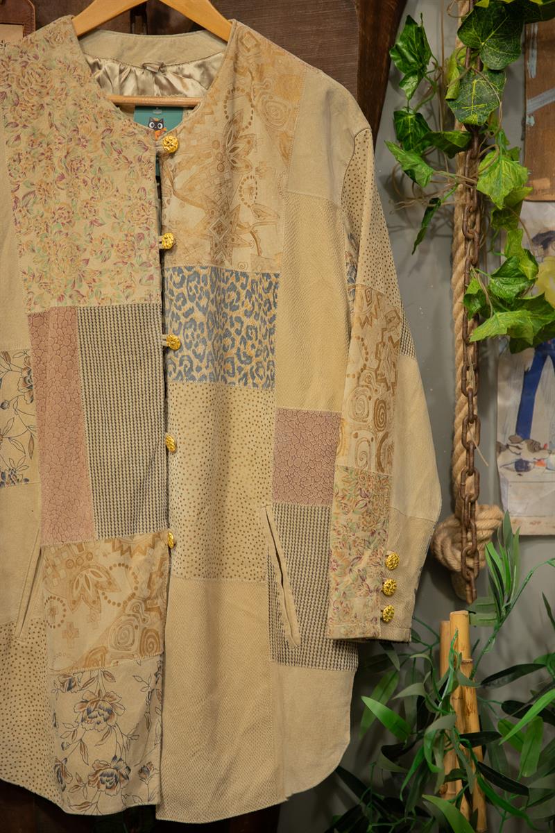 90s Bej Süte Mozaik Desen Ceket