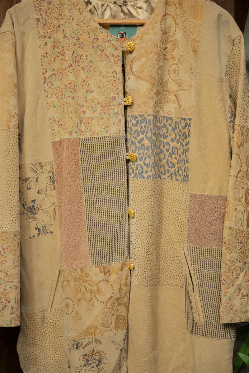 90s Bej Süte Mozaik Desen Ceket