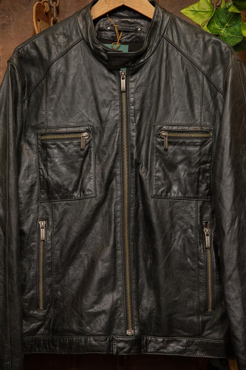 90s Biker Quilt Moto Black Deri Ceket