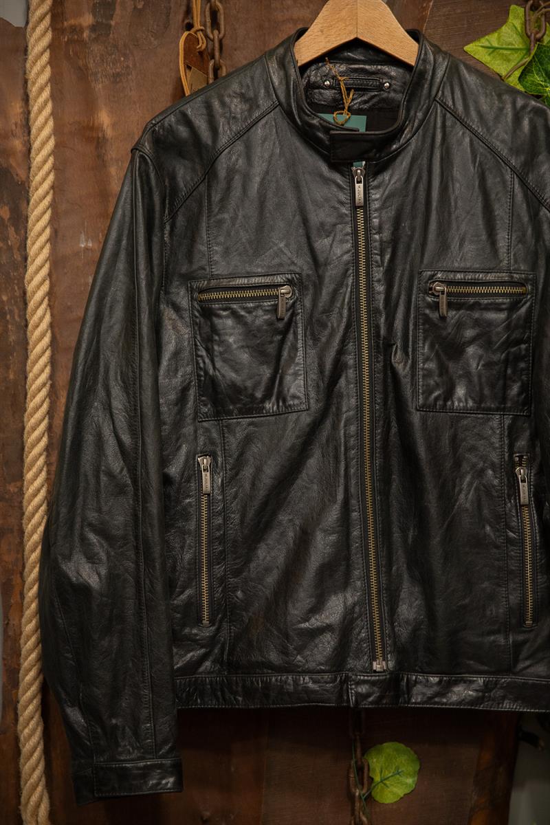 90s Biker Quilt Moto Black Deri Ceket