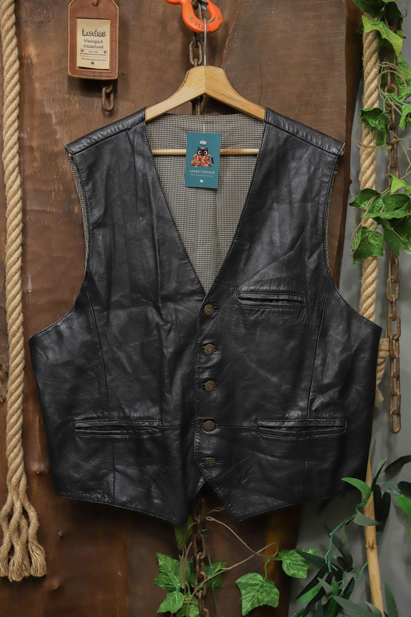 90s Biker Vest Deri Yelek