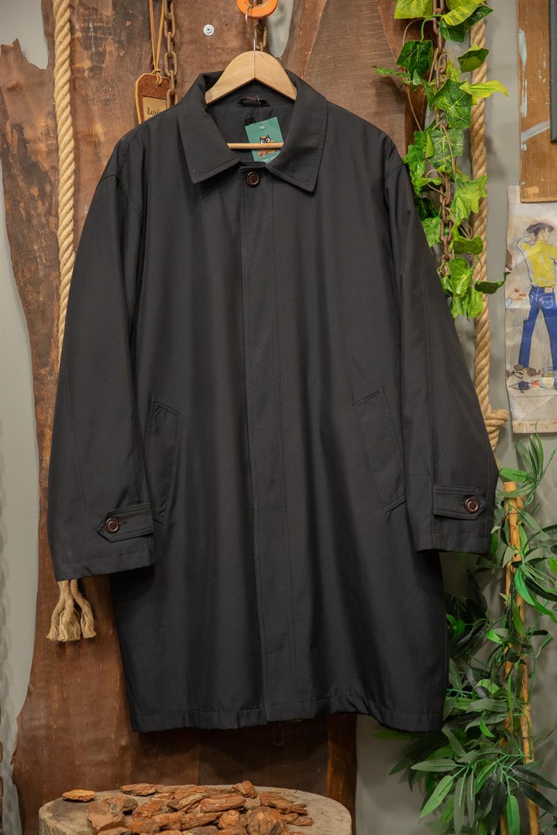 90s Black Track Ceket / Trenchcoat