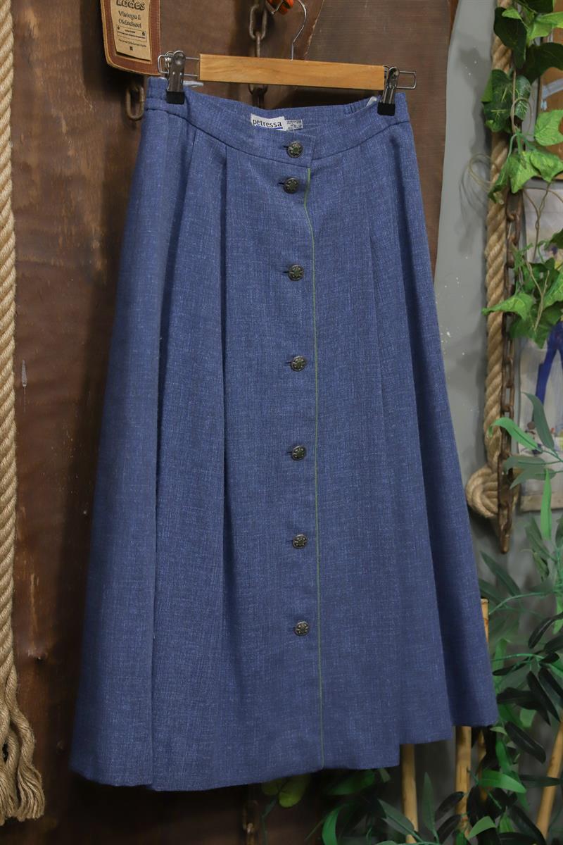 90s Blue Linen Keten Etek