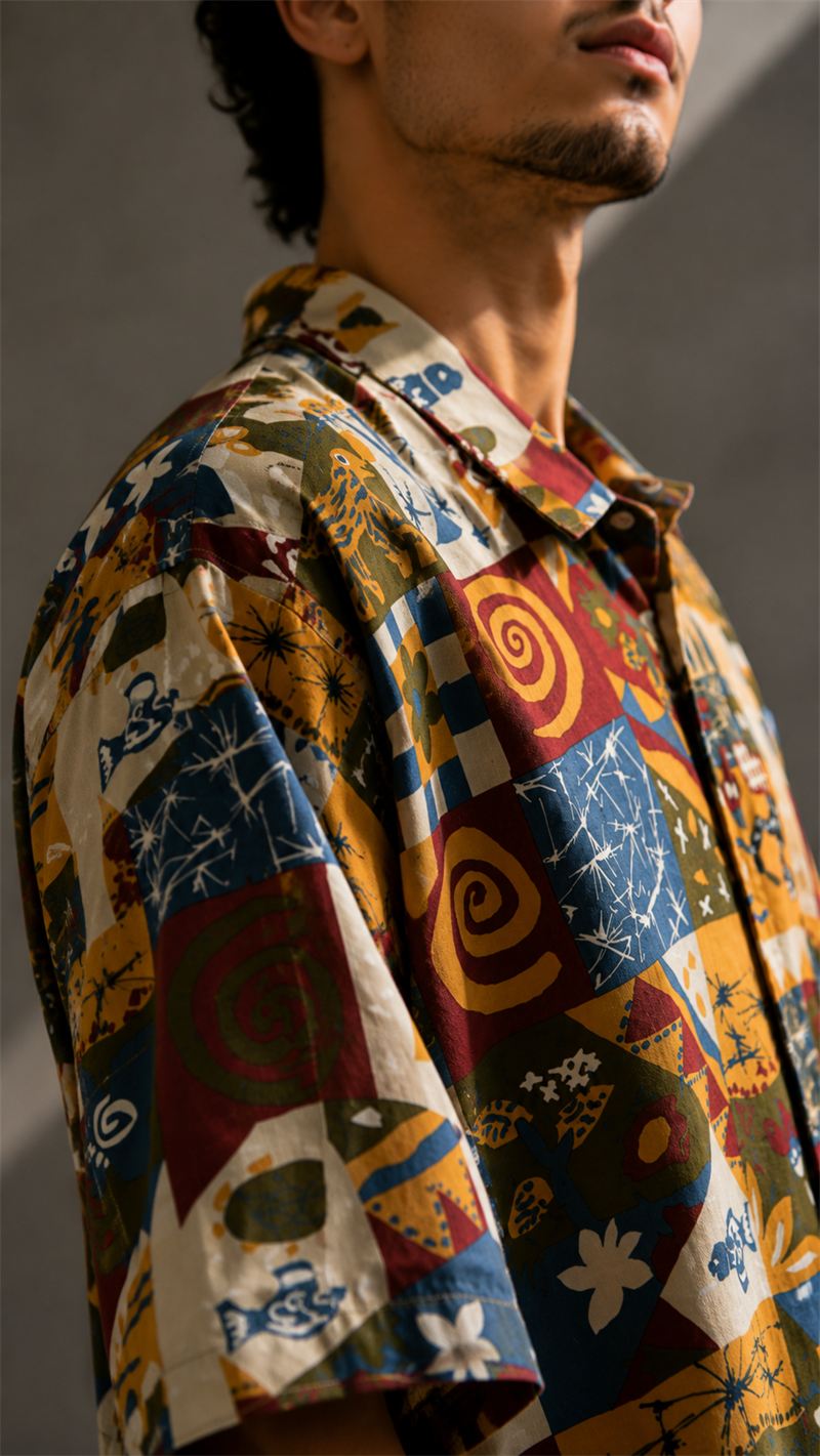 90s Boho Graphic Gömlek