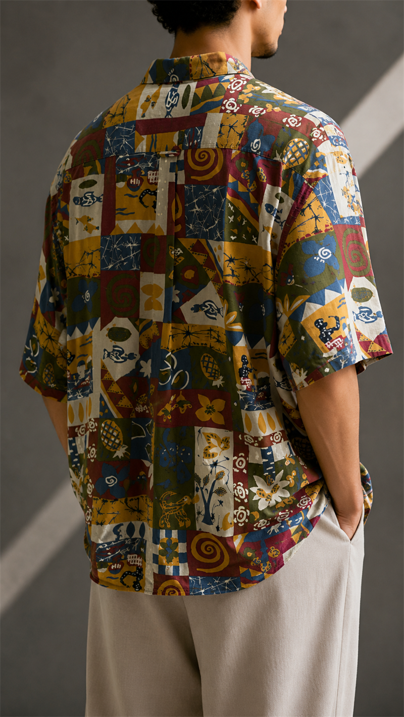 90s Boho Graphic Gömlek