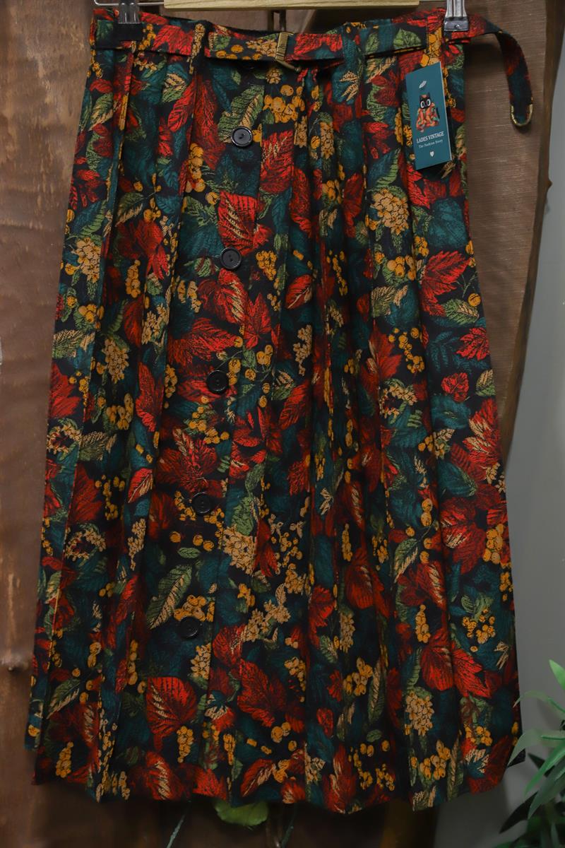 90s Boho Tropik Pileli Etek