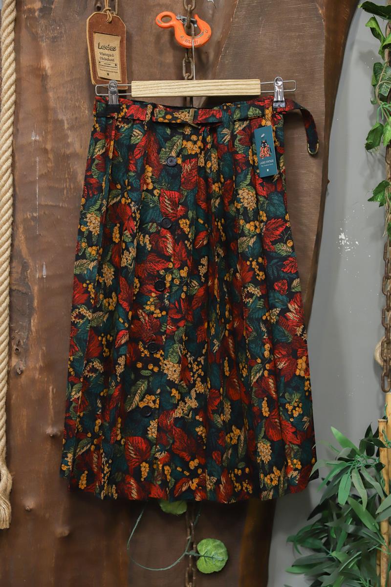 90s Boho Tropik Pileli Etek