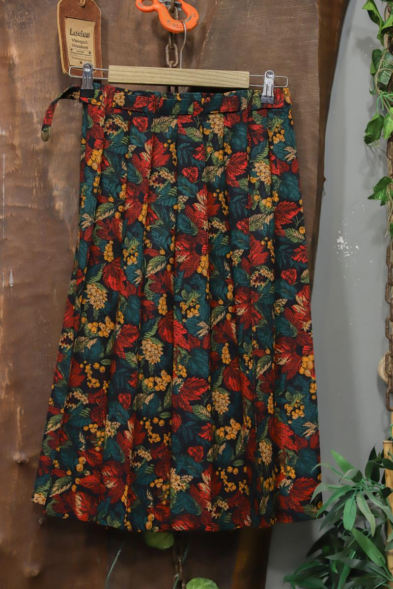 90s Boho Tropik Pileli Etek