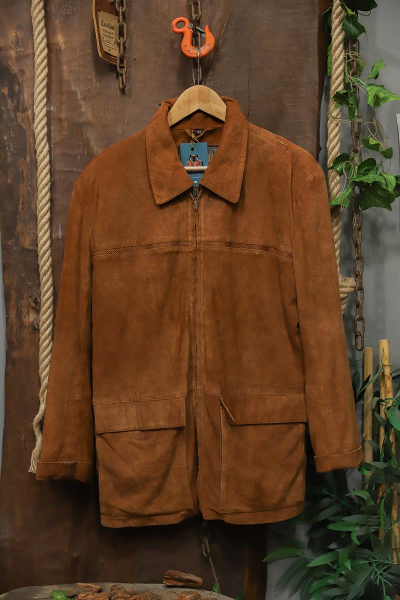 90s Brown Suede Deri Ceket