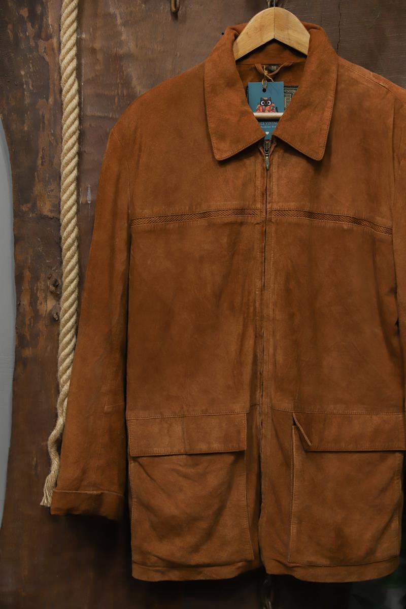 90s Brown Suede Deri Ceket