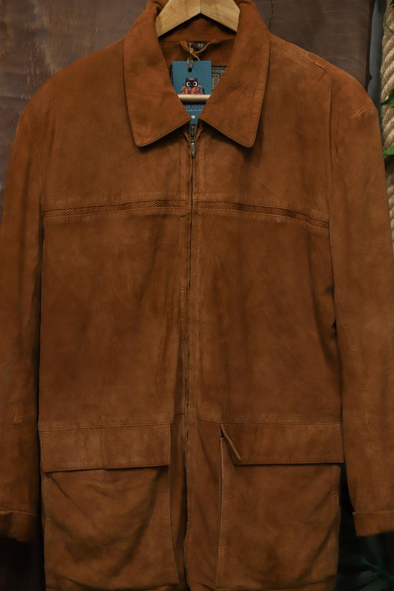 90s Brown Suede Deri Ceket