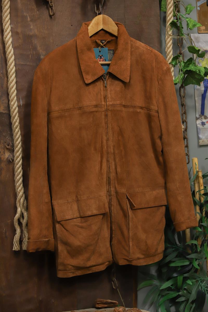 90s Brown Suede Deri Ceket