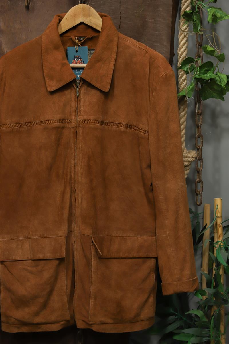90s Brown Suede Deri Ceket