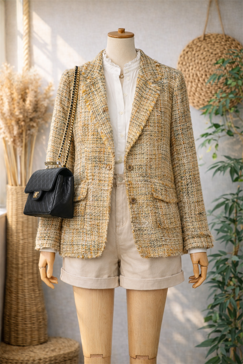 90s BUGARI Tweed Blazer Ceket