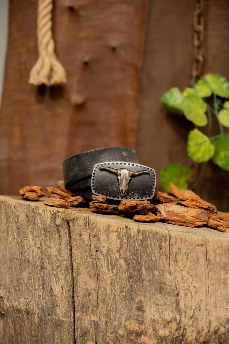 90s Bull Skull Cowboy Deri Kemer
