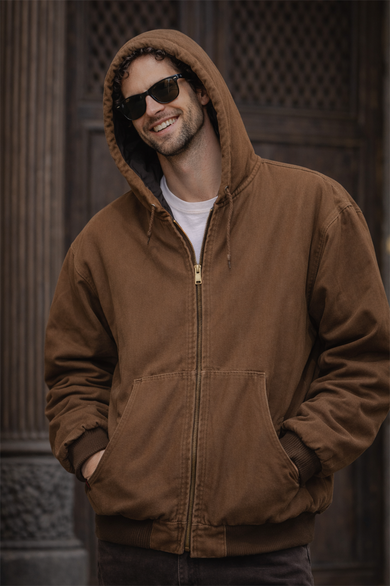 90s Canvas Brown Hooded Mont/Ceket