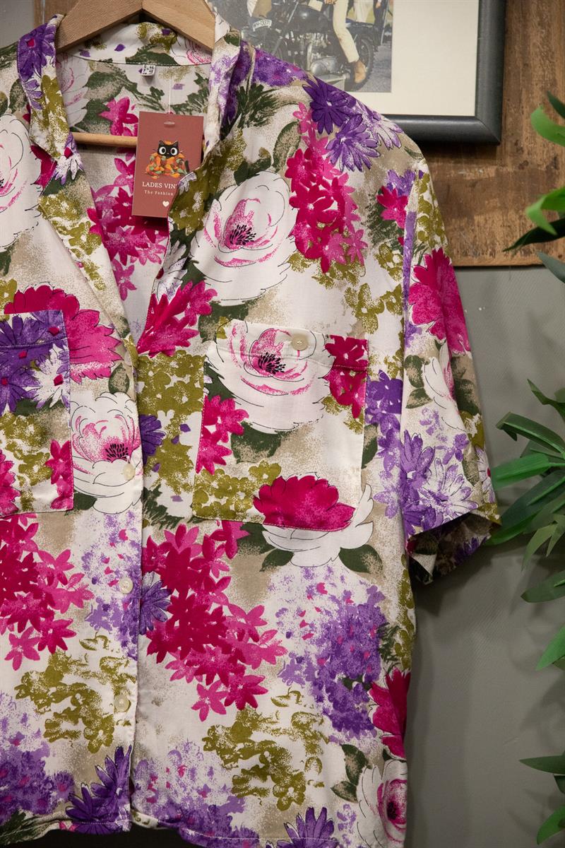90s Çiçekli Kadın Gömlek