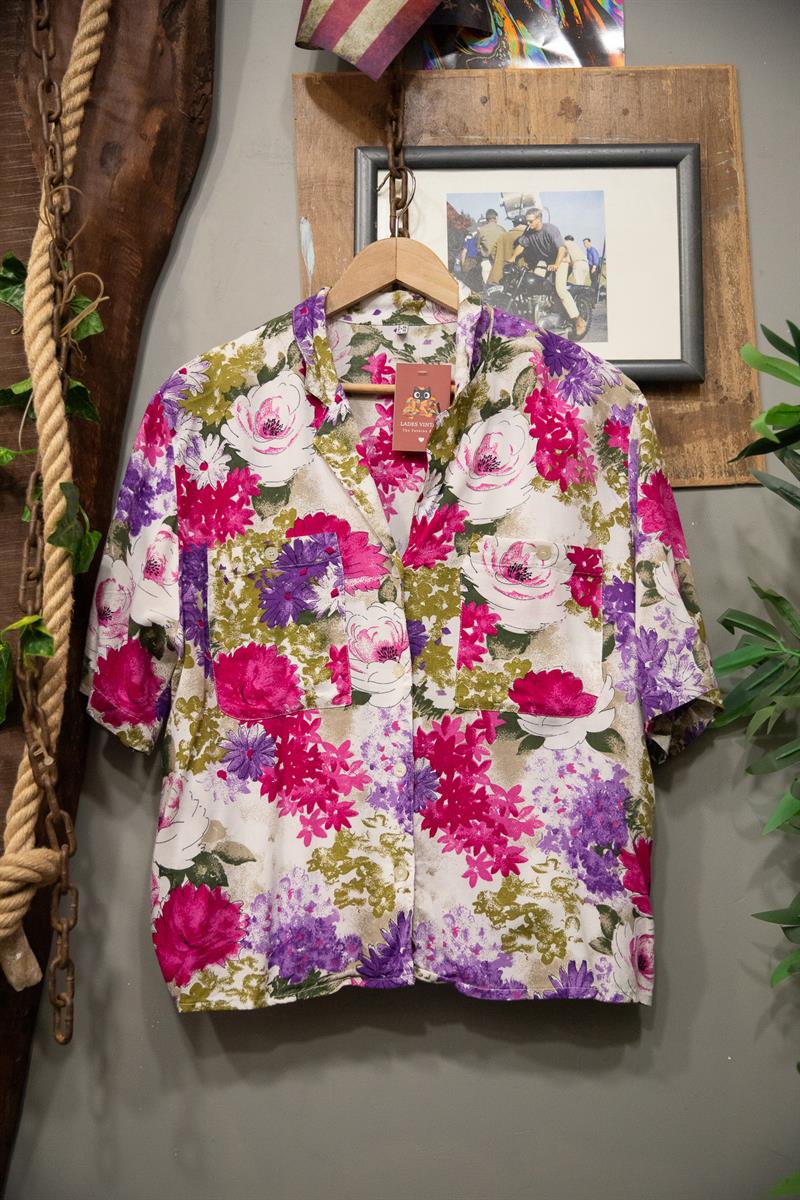 90s Çiçekli Kadın Gömlek