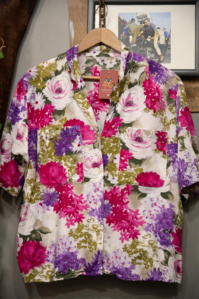 90s Çiçekli Kadın Gömlek