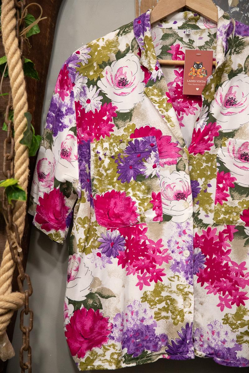 90s Çiçekli Kadın Gömlek
