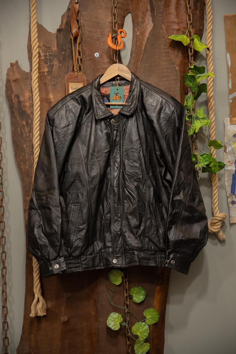 90s Classic American Bomber Deri Ceket