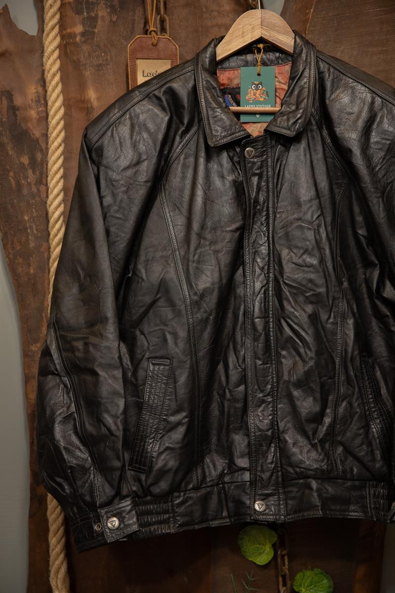 90s Classic American Bomber Deri Ceket