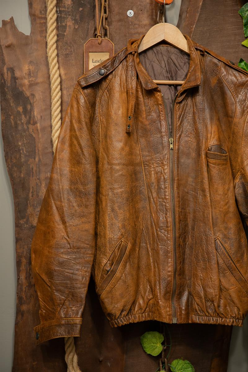 90s Classic Brown Deri Ceket